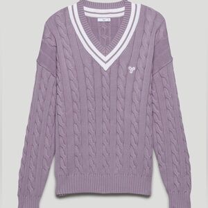 Aritiza TNA Clay Cable Knit V Neck Sweater